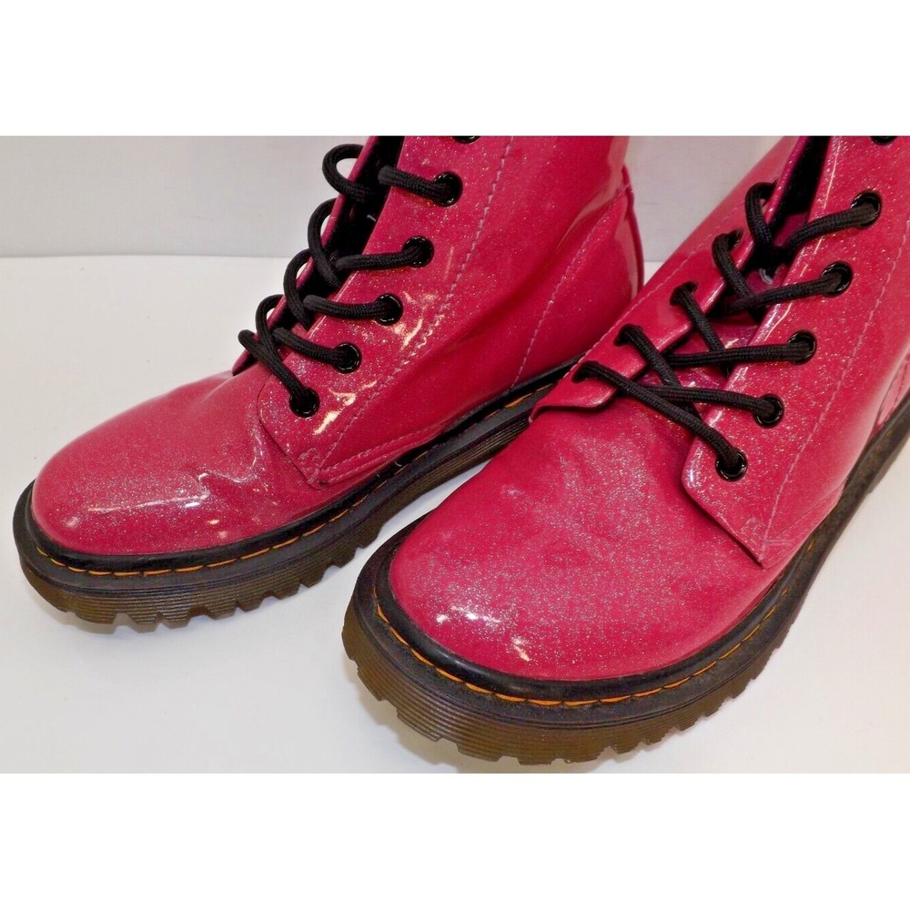 Dr Martens Luana Patent Leather Hot Glitter Pink boots - Womens size 7 - Picture 9 of 16